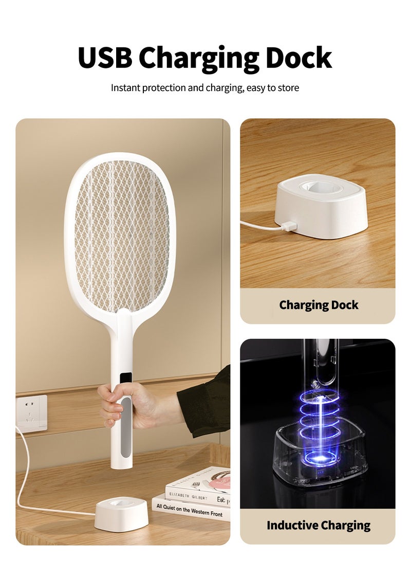 Bcarenest Electric Mosquito Bat Zapper with UV Lamp, 2-in-1 Swatter & Mosquito Killer, 1200mAh Battery, Inductive Charging Dock - Image 5